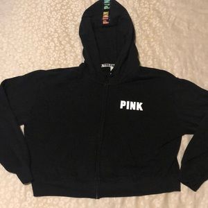 Black Cropped “Pink” Zip-Up